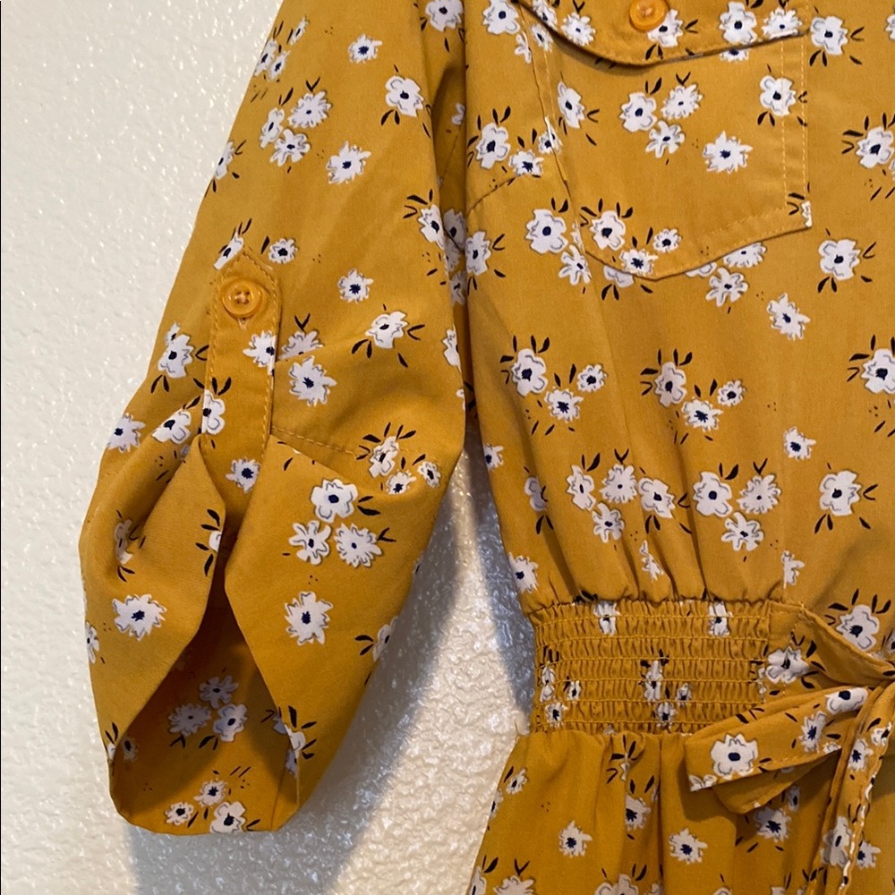 Women’s Mustard Floral Midi Dress Size M - Picture 7 of 11